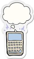 cartoon calculator and thought bubble as a printed sticker vector