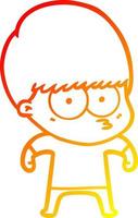 warm gradient line drawing nervous cartoon boy vector