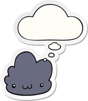 cute cartoon cloud and thought bubble as a printed sticker vector