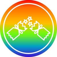 exploding christmas cracker circular in rainbow spectrum vector