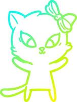 cold gradient line drawing cartoon cat vector