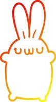 warm gradient line drawing cartoon rabbit vector