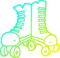 cold gradient line drawing cartoon roller boots vector