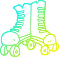 cold gradient line drawing cartoon roller boots vector