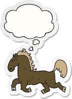 cartoon stallion and thought bubble as a printed sticker vector