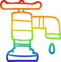 rainbow gradient line drawing cartoon dripping faucet vector