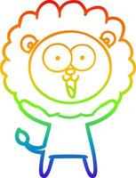 rainbow gradient line drawing happy cartoon lion vector