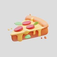 Representación 3d de la ilustración linda del icono de pizza de comida rápida foto