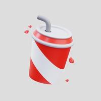 representación 3d de la ilustración linda del icono de la taza de soda roja foto