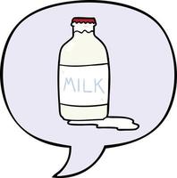 cartoon pint of fresh milk and speech bubble vector