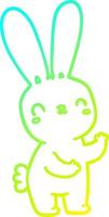 cold gradient line drawing cute cartoon rabbit vector