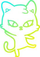 cold gradient line drawing cute cartoon cat vector