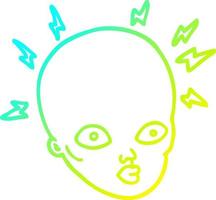 cold gradient line drawing cartoon bald head vector