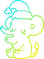 cold gradient line drawing cute christmas elephant vector