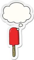cartoon lollipop and thought bubble as a printed sticker vector