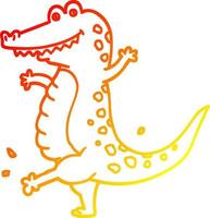 warm gradient line drawing cartoon dancing crocodile vector