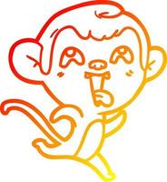 warm gradient line drawing crazy cartoon monkey vector