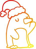 warm gradient line drawing cute cartoon christmas penguin vector