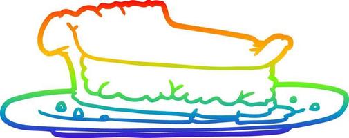 pastel de carne de dibujos animados de dibujo de línea de gradiente de arco iris vector