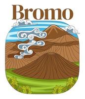 Bromo National Park Vector Illustration