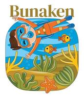 Ilustración de vector de parque marino de bunaken