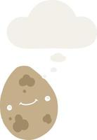 cartoon egg and thought bubble in retro style vector