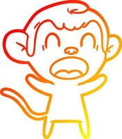 warm gradient line drawing shouting cartoon monkey vector