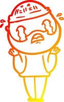 warm gradient line drawing cartoon bearded man crying vector