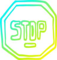 cold gradient line drawing cartoon stop sign vector