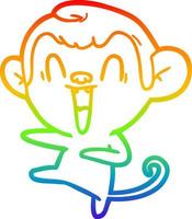 rainbow gradient line drawing cartoon laughing monkey vector