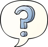 cartoon question mark and speech bubble in smooth gradient style vector