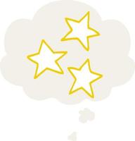 cartoon stars and thought bubble in retro style vector