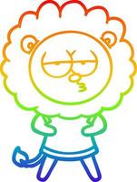 rainbow gradient line drawing cartoon bored lion vector