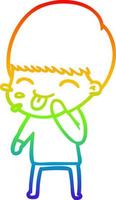 rainbow gradient line drawing happy cartoon boy vector