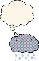 cute cartoon cloud and thought bubble in comic book style vector