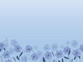 Pretty background with simple vector flowers and pastel blue colors