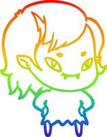 rainbow gradient line drawing cartoon friendly vampire girl vector