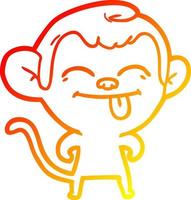 warm gradient line drawing funny cartoon monkey vector