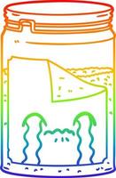 rainbow gradient line drawing cartoon glass jar crying vector