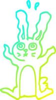 cold gradient line drawing cartoon frightened bunny vector