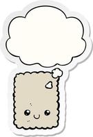 cartoon biscuit and thought bubble as a printed sticker vector