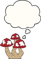 cartoon mushrooms and thought bubble vector