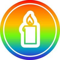 burning candle circular in rainbow spectrum vector