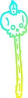 cold gradient line drawing cartoon skull on spike vector