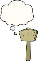 cartoon mallet and thought bubble vector