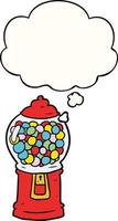 cartoon gumball machine and thought bubble vector