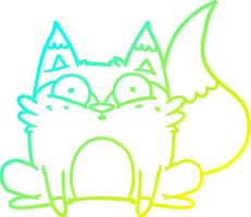 cold gradient line drawing cartoon startled fox vector