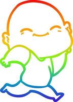 rainbow gradient line drawing cartoon happy bald man vector