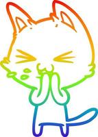 arco iris gradiente línea dibujo dibujos animados gato silbido vector