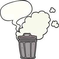 cartoon stinky garbage can and speech bubble vector